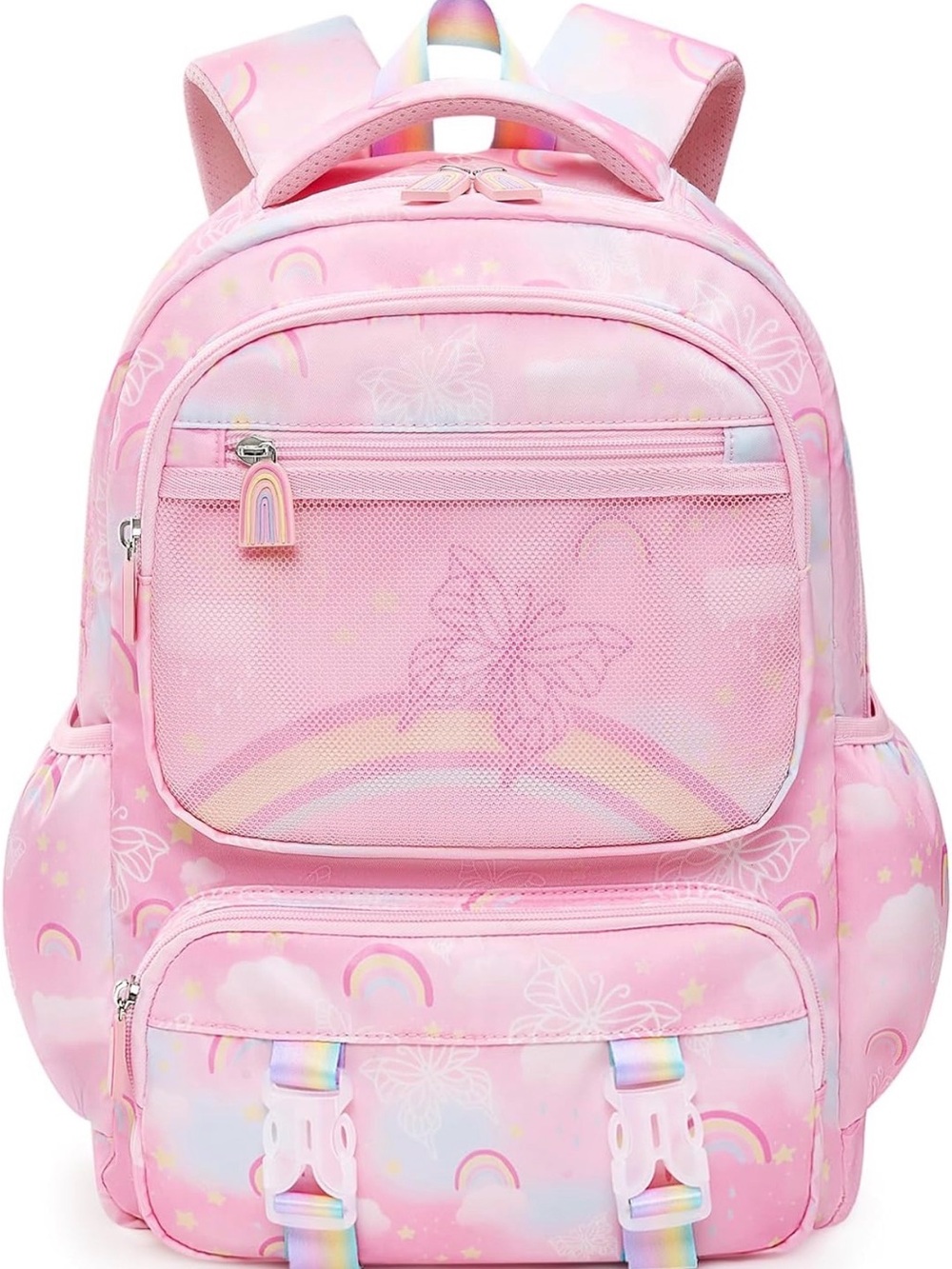 Girls' Pink Rainbow & Butterfly School Backpack